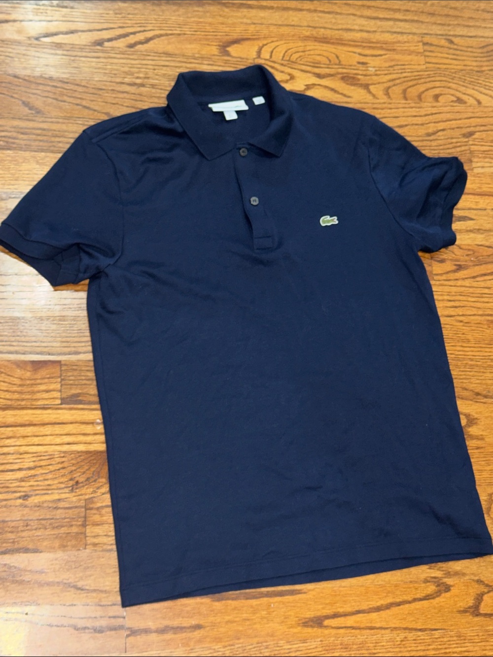 Lacoste Men’s Navy Short-Sleeve Polo with Crocodile Logo